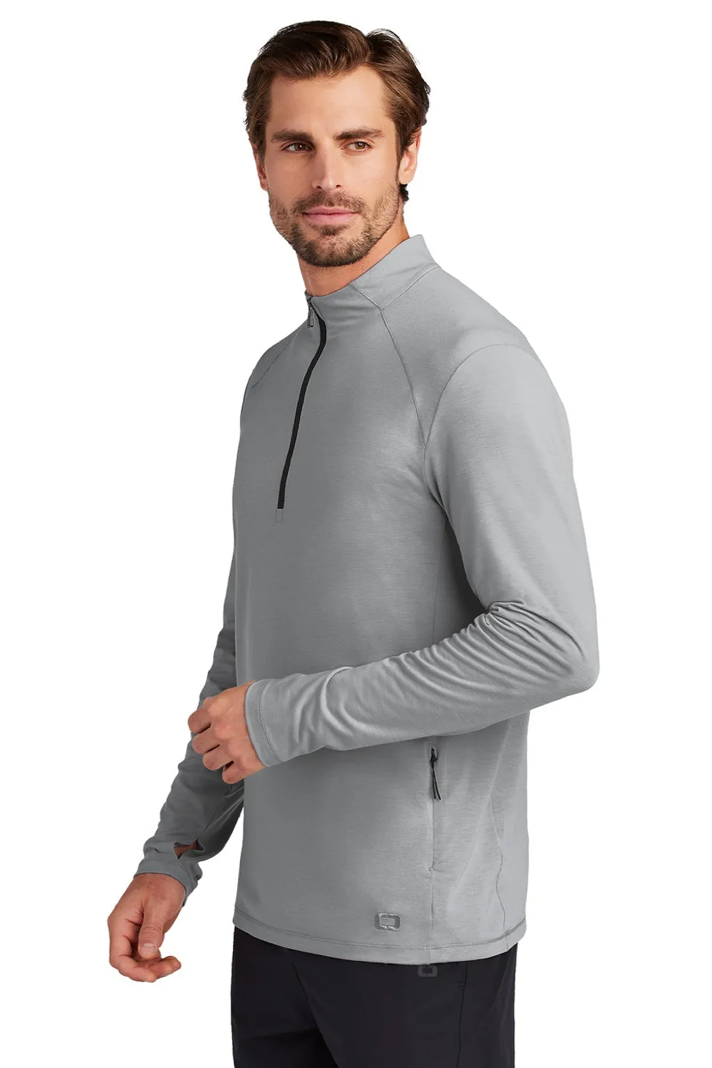 Ogio Sweat-shirt Homme Motion à effet 1/4 Zip avec poche - Gris acier
