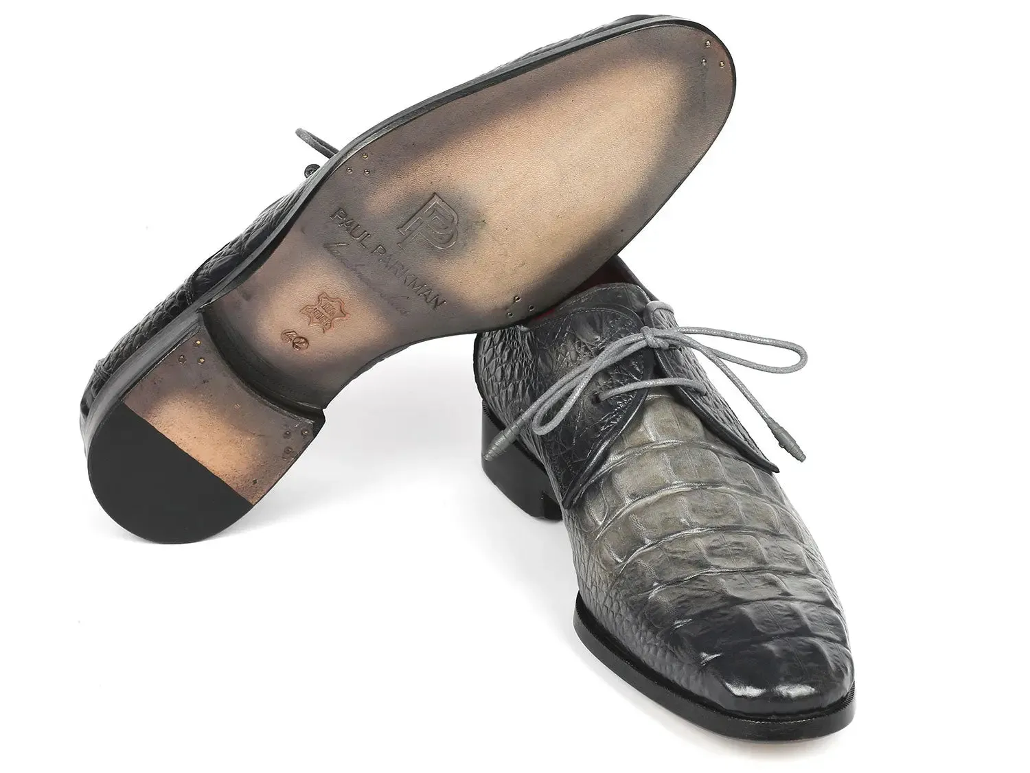 Paul Parkman Chaussures Paul Parkman Derby en veau gaufré crocodile gris