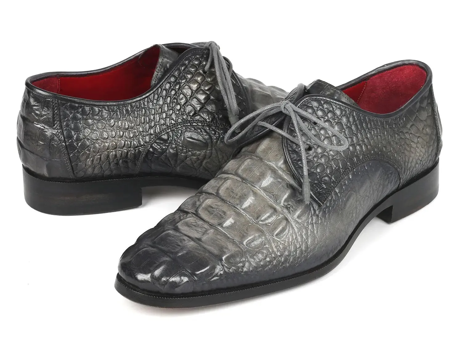 Paul Parkman Chaussures Paul Parkman Derby en veau gaufré crocodile gris