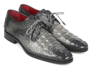 Paul Parkman Shoes Paul Parkman Crocodile Embossed Calfskin Derby Shoes in Gray