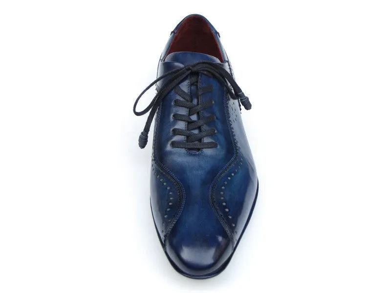 Paul Parkman Chaussures Paul Parkman Chaussures décontractées à lacets pour hommes peintes à la main et faites à la main en bleu