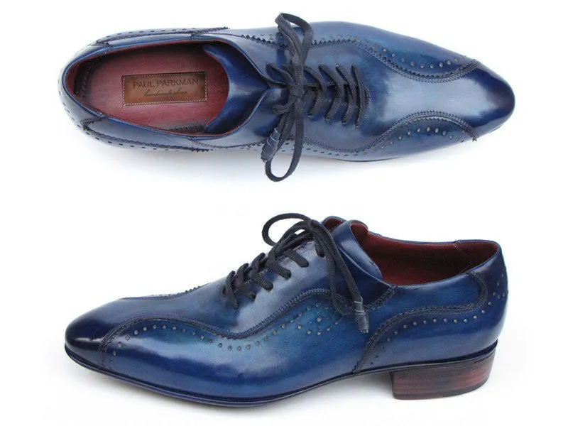 Paul Parkman Chaussures Paul Parkman Chaussures décontractées à lacets pour hommes peintes à la main et faites à la main en bleu