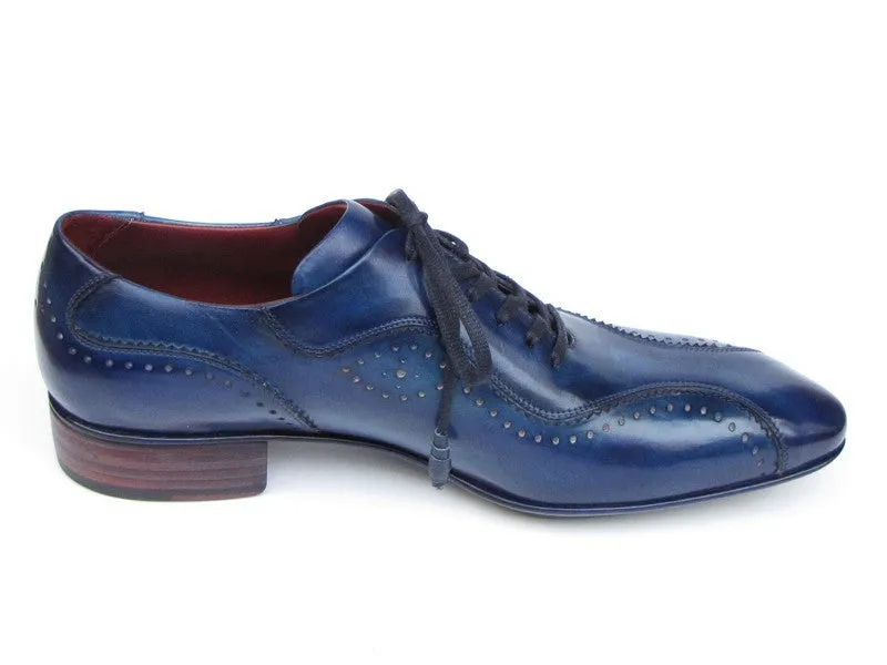 Paul Parkman Chaussures Paul Parkman Chaussures décontractées à lacets pour hommes peintes à la main et faites à la main en bleu