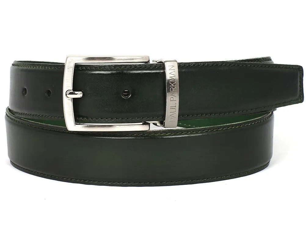 Paul Parkman Chaussures Ceinture en cuir peinte à la main pour hommes Paul Parkman en vert foncé