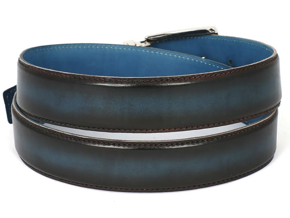 Paul Parkman Chaussures Ceinture en cuir peinte à la main pour hommes Paul Parkman en deux tons marron et bleu