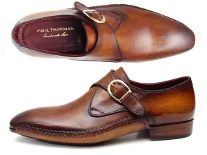 Paul Parkman Shoes Paul Parkman Men's Handmade Leather Single Monkstraps in Brown