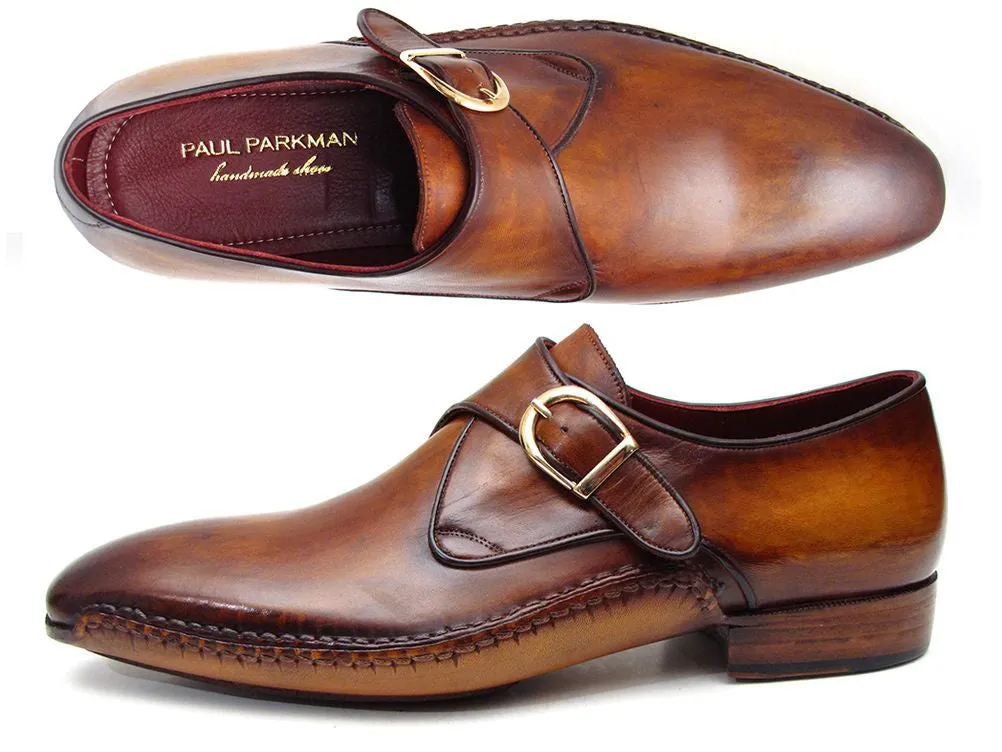 Paul Parkman Chaussures Paul Parkman Bottines à boucle unique en cuir faites à la main pour hommes en marron