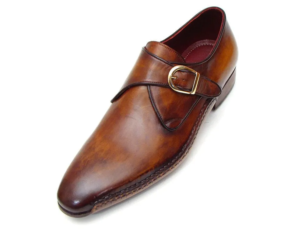 Paul Parkman Chaussures Paul Parkman Bottines à boucle unique en cuir faites à la main pour hommes en marron