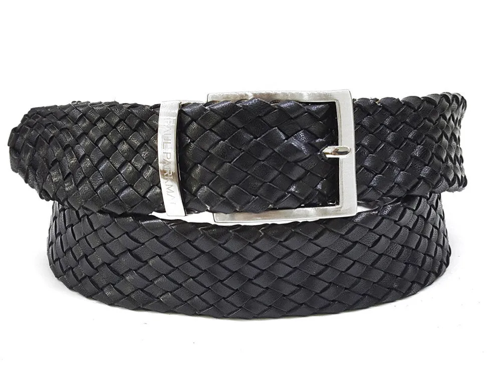 Paul Parkman Chaussures Ceinture en cuir tissé pour hommes Paul Parkman en noir