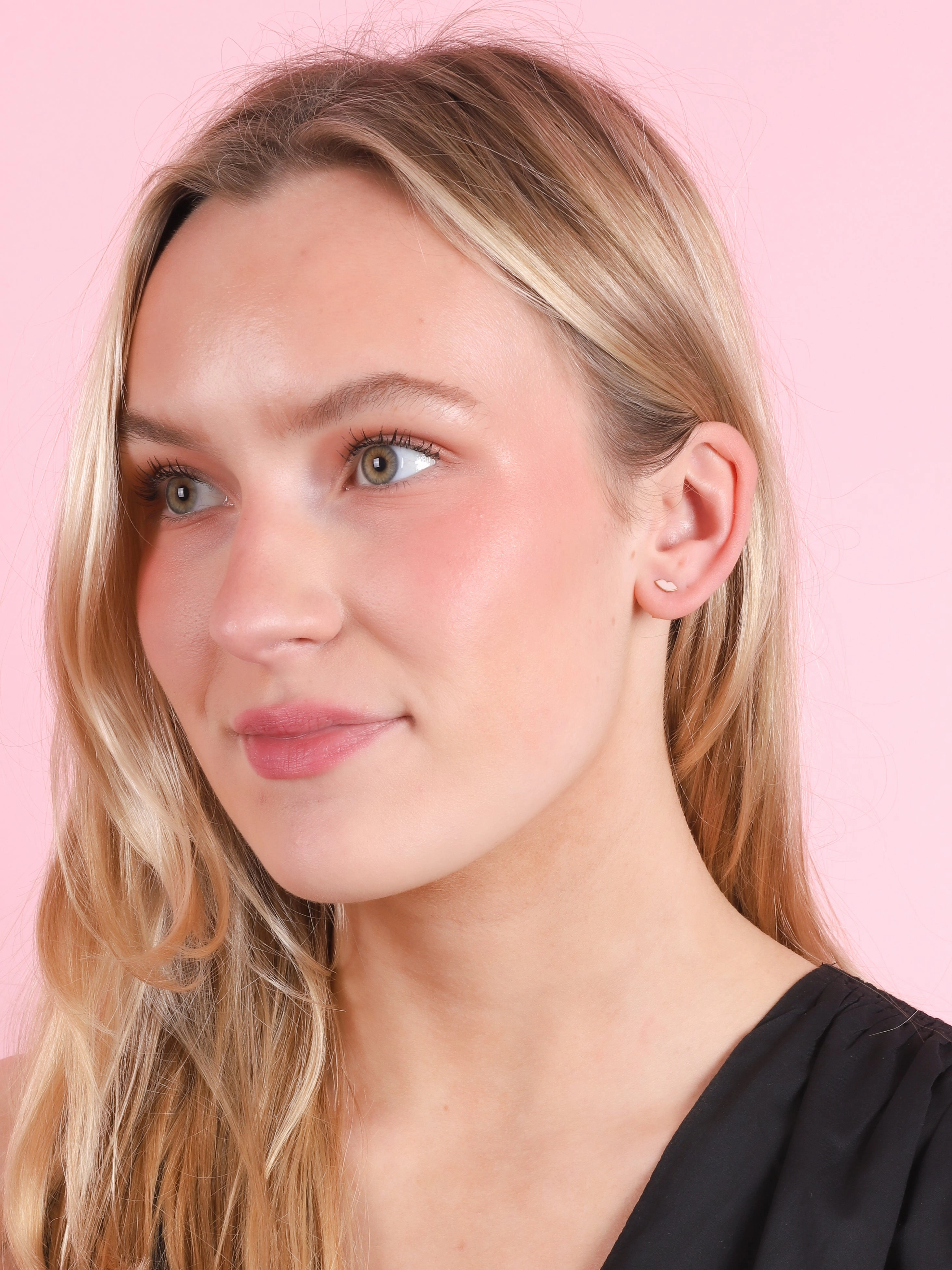Pink Kiss Enamel Stud Earrings