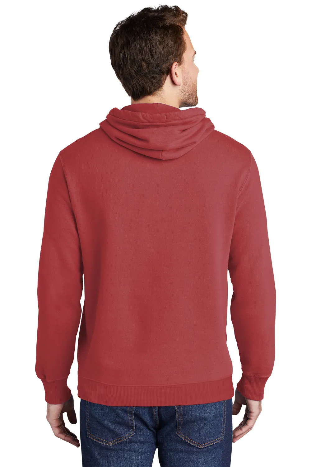 Port & Company Sweat à capuche en polaire lavé pour homme avec poche kangourou - Rouge rocheux