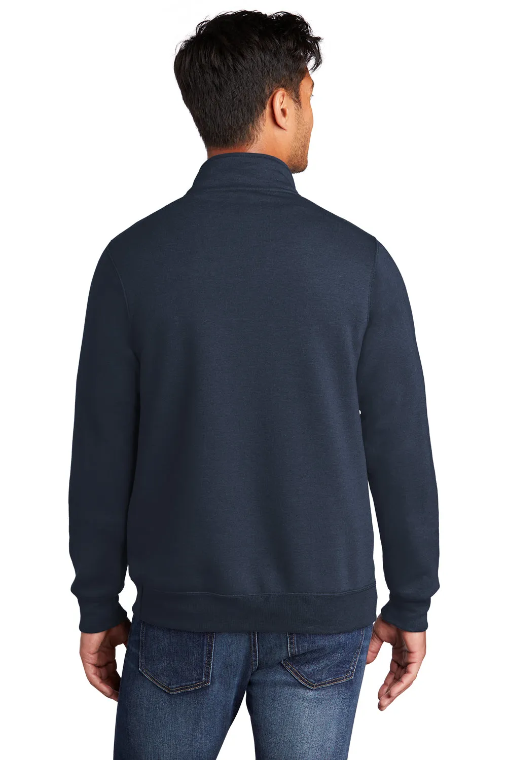 Pull à col zippé 1/4 en polaire pour homme Port & Company - Bleu marine