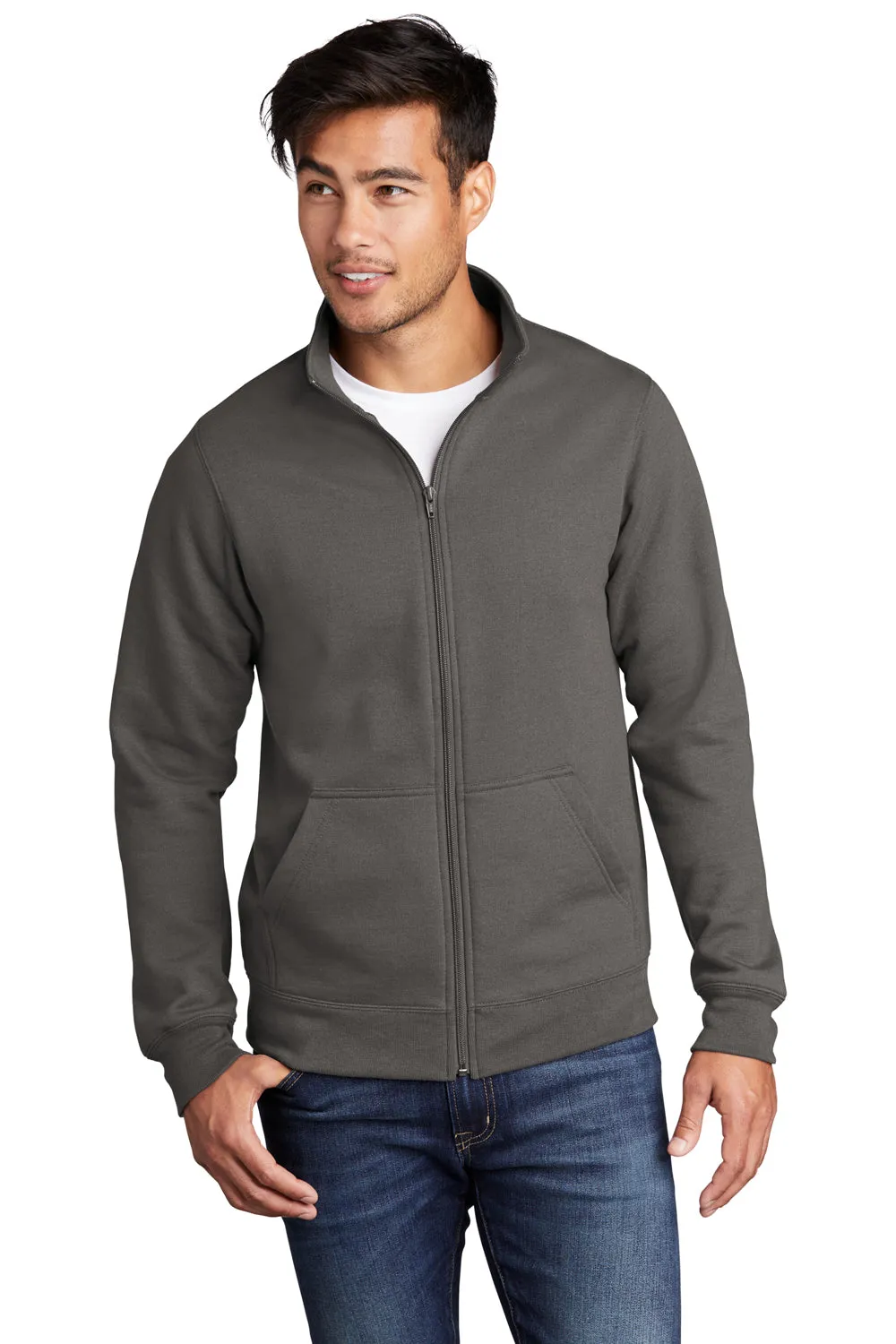 Port & Company Sweat-shirt à capuche homme en polaire avec fermeture éclair et poches - Gris anthracite