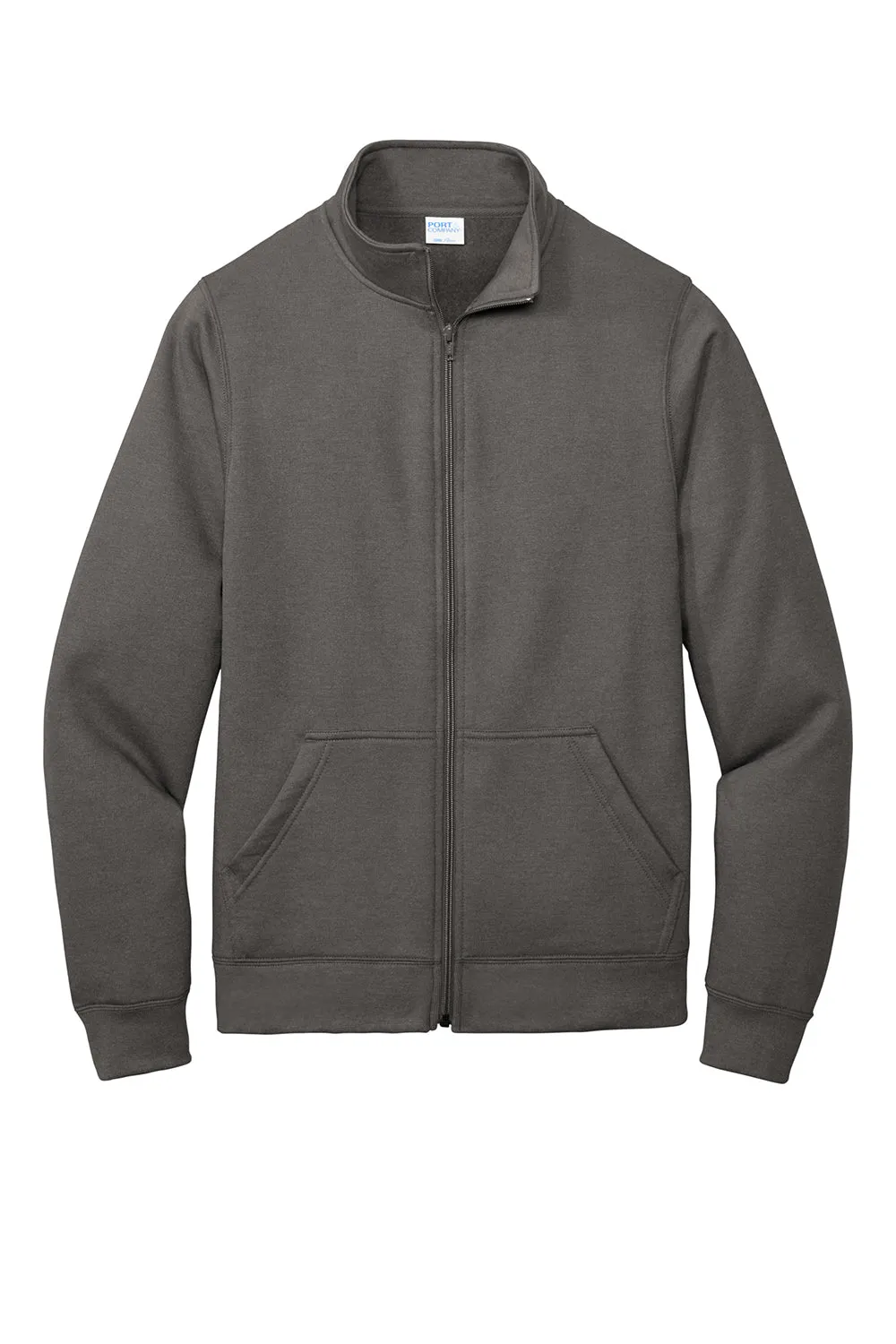 Port & Company Sweat-shirt à capuche homme en polaire avec fermeture éclair et poches - Gris anthracite