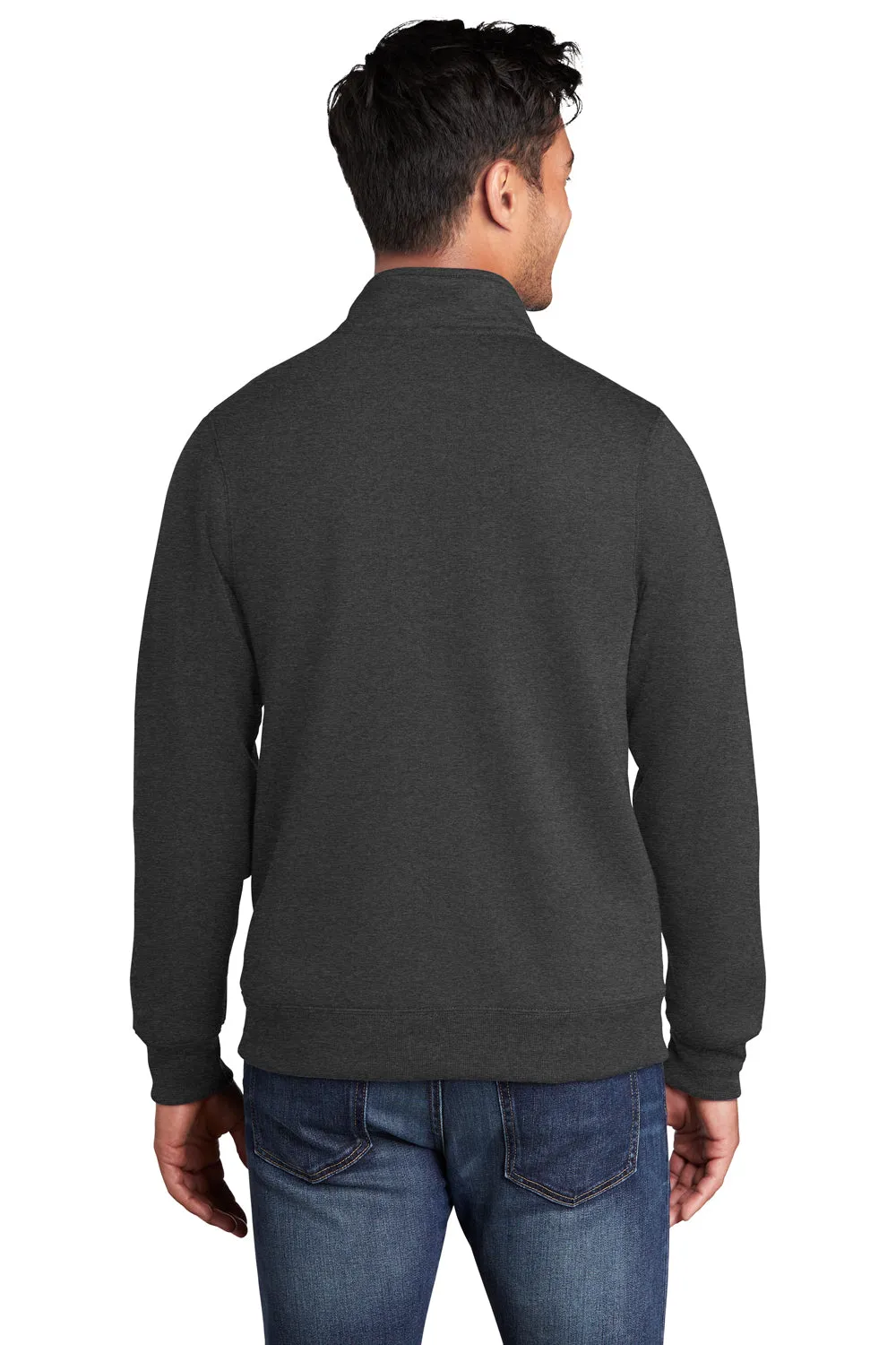 Port & Company Sweat à capuche homme en polaire avec fermeture éclair et poches - Gris foncé chiné