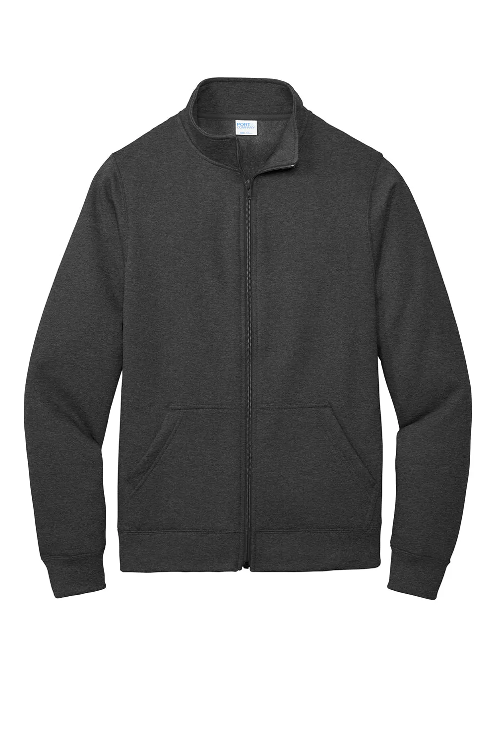 Port & Company Sweat à capuche homme en polaire avec fermeture éclair et poches - Gris foncé chiné