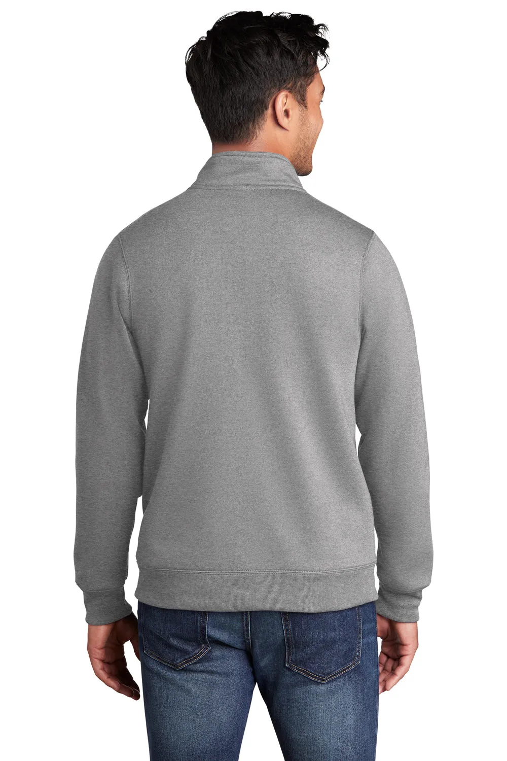 Port & Company Sweat-shirt à capuche homme en polaire avec fermeture éclair et poches - Gris chiné