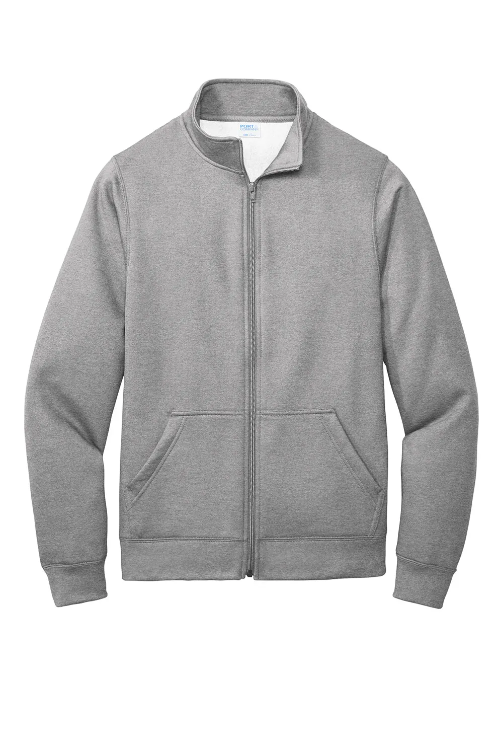 Port & Company Sweat-shirt à capuche homme en polaire avec fermeture éclair et poches - Gris chiné