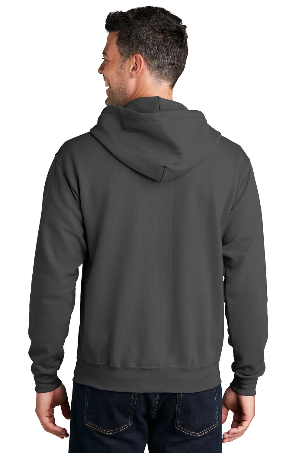 Port & Company Sweat à capuche pour homme en polaire résistante aux pilules avec fermeture éclair complète et poches - Gris anthracite