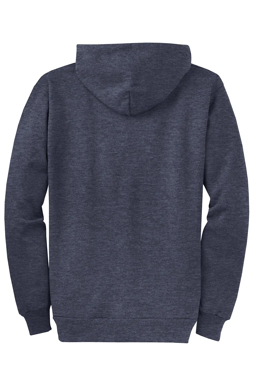 Port & Company Sweat à capuche homme en polaire résistante aux pilules avec fermeture éclair complète et poches - Bleu marine chiné