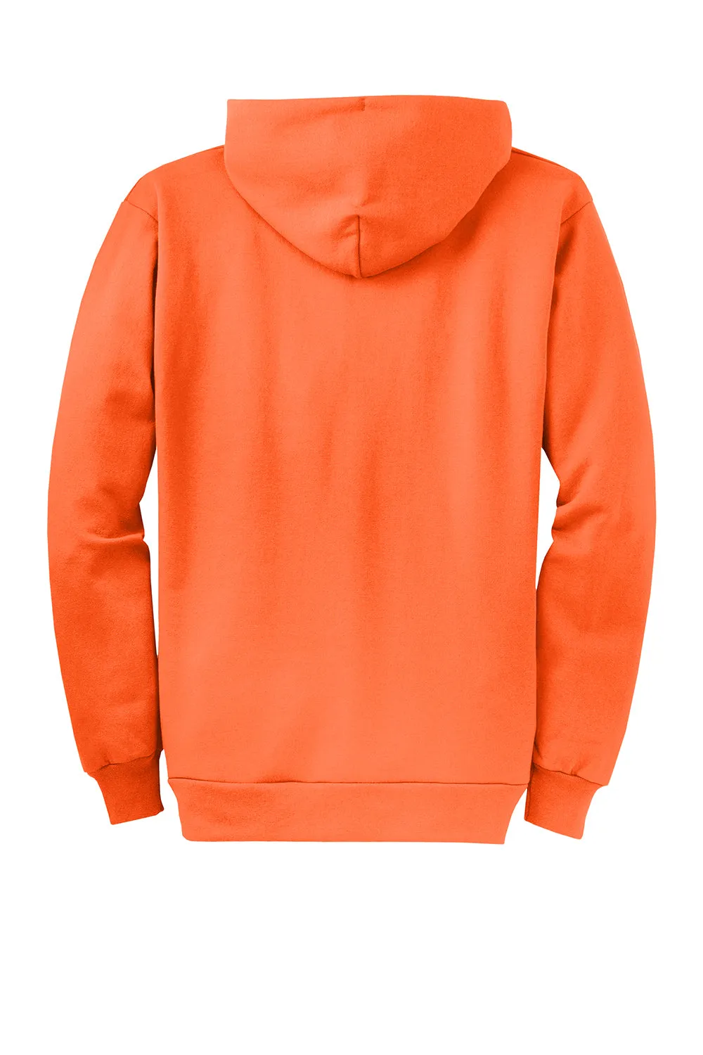 Port & Company Sweat à capuche homme résistant aux pilules avec fermeture éclair complète et poches - Orange néon