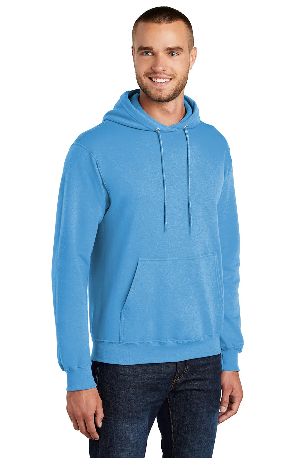 Port & Company Sweat à capuche pour homme en polaire résistante aux pilules avec poche kangourou - Bleu aquatique