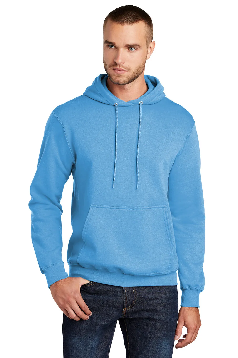 Port & Company Sweat à capuche pour homme en polaire résistante aux pilules avec poche kangourou - Bleu aquatique