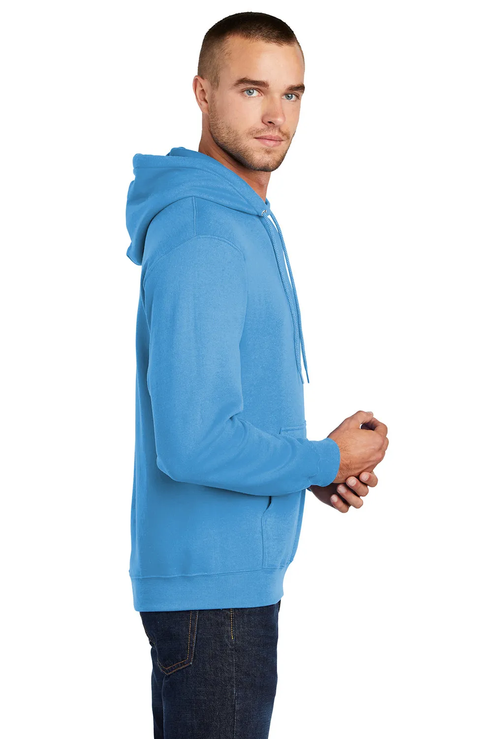 Port & Company Sweat à capuche pour homme en polaire résistante aux pilules avec poche kangourou - Bleu aquatique
