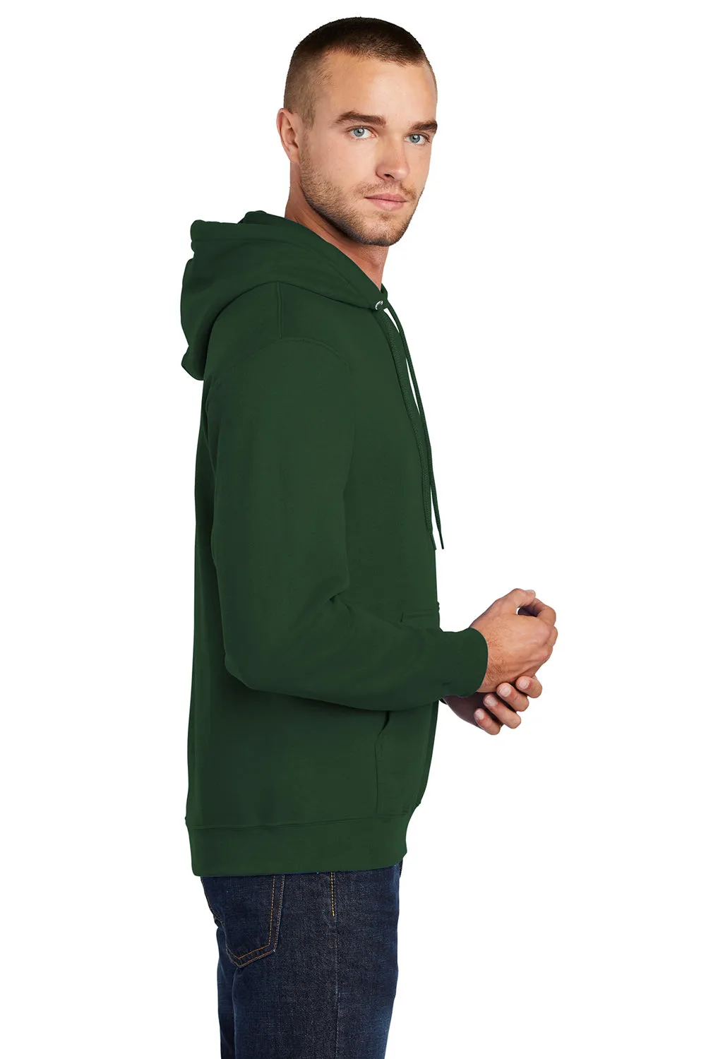 Port & Company Sweat à capuche pour hommes en polaire résistante aux pilules avec poche kangourou - Vert foncé