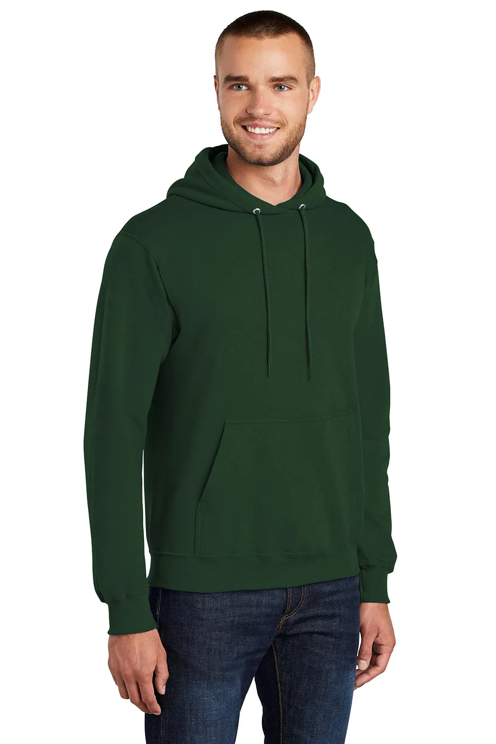 Port & Company Sweat à capuche pour hommes en polaire résistante aux pilules avec poche kangourou - Vert foncé