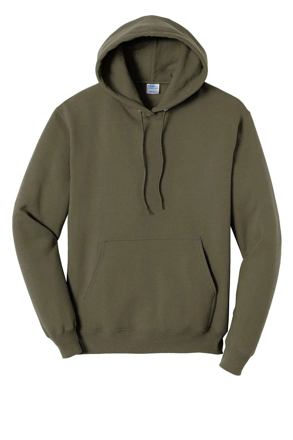 Port & Company Sweat à capuche pour hommes en polaire résistante aux pilules avec poche kangourou - Vert kaki