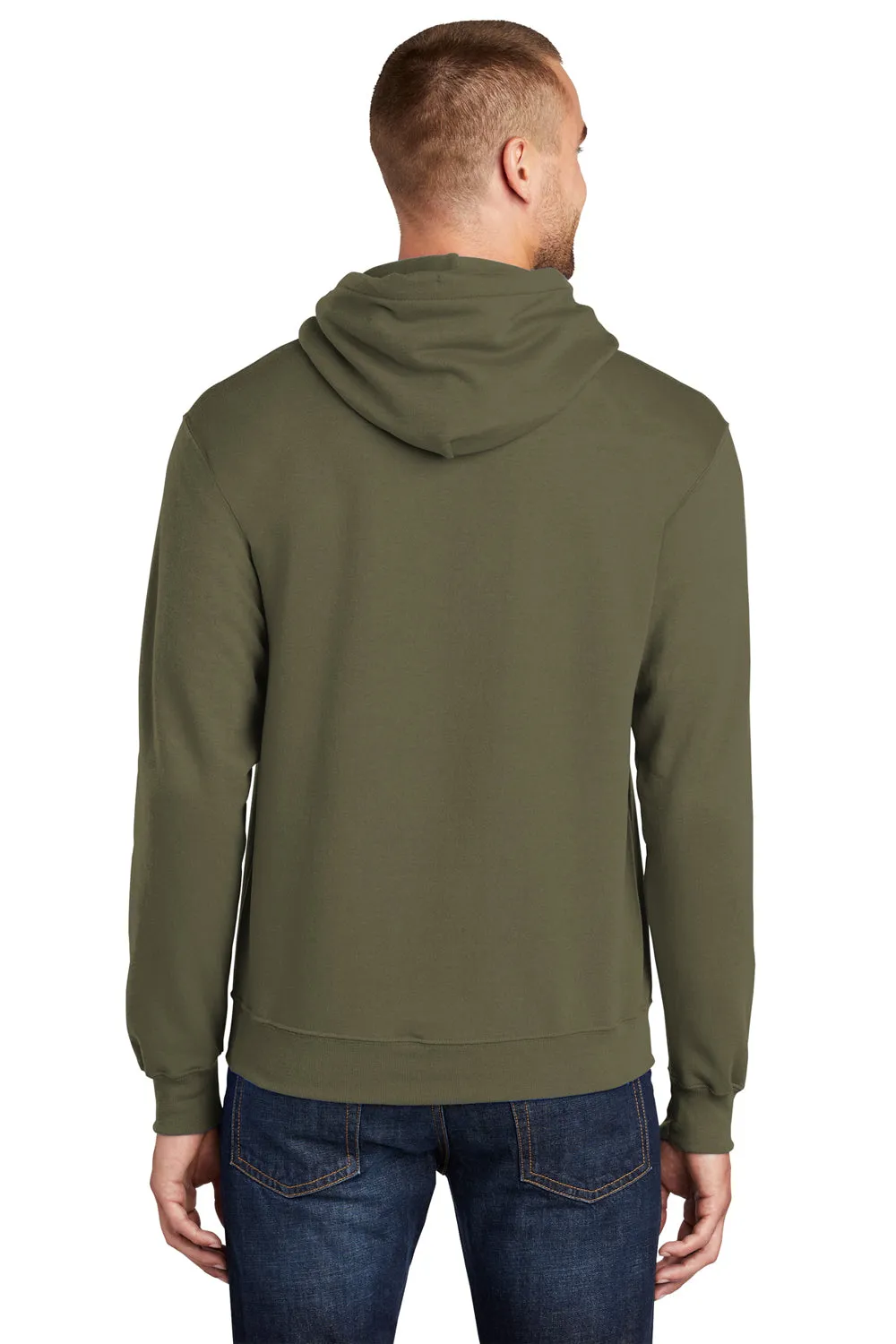 Port & Company Sweat à capuche pour hommes en polaire résistante aux pilules avec poche kangourou - Vert kaki