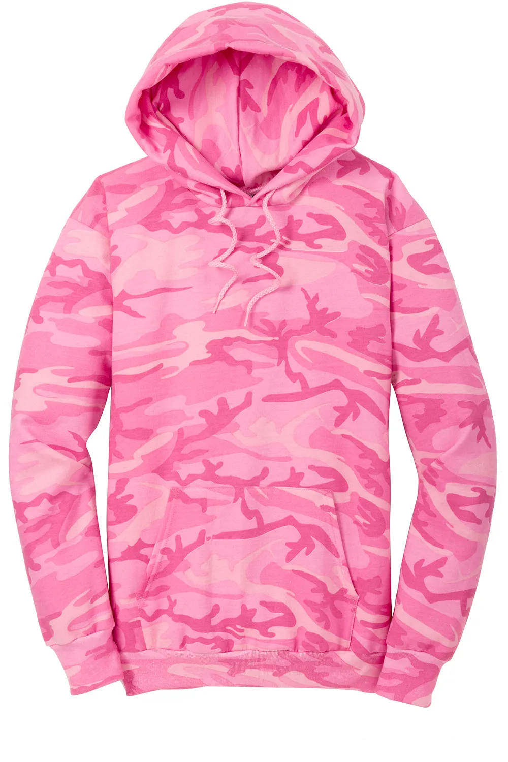 Port & Company Sweat à capuche pour hommes en polaire résistante aux pilules avec poche kangourou - Camouflage rose