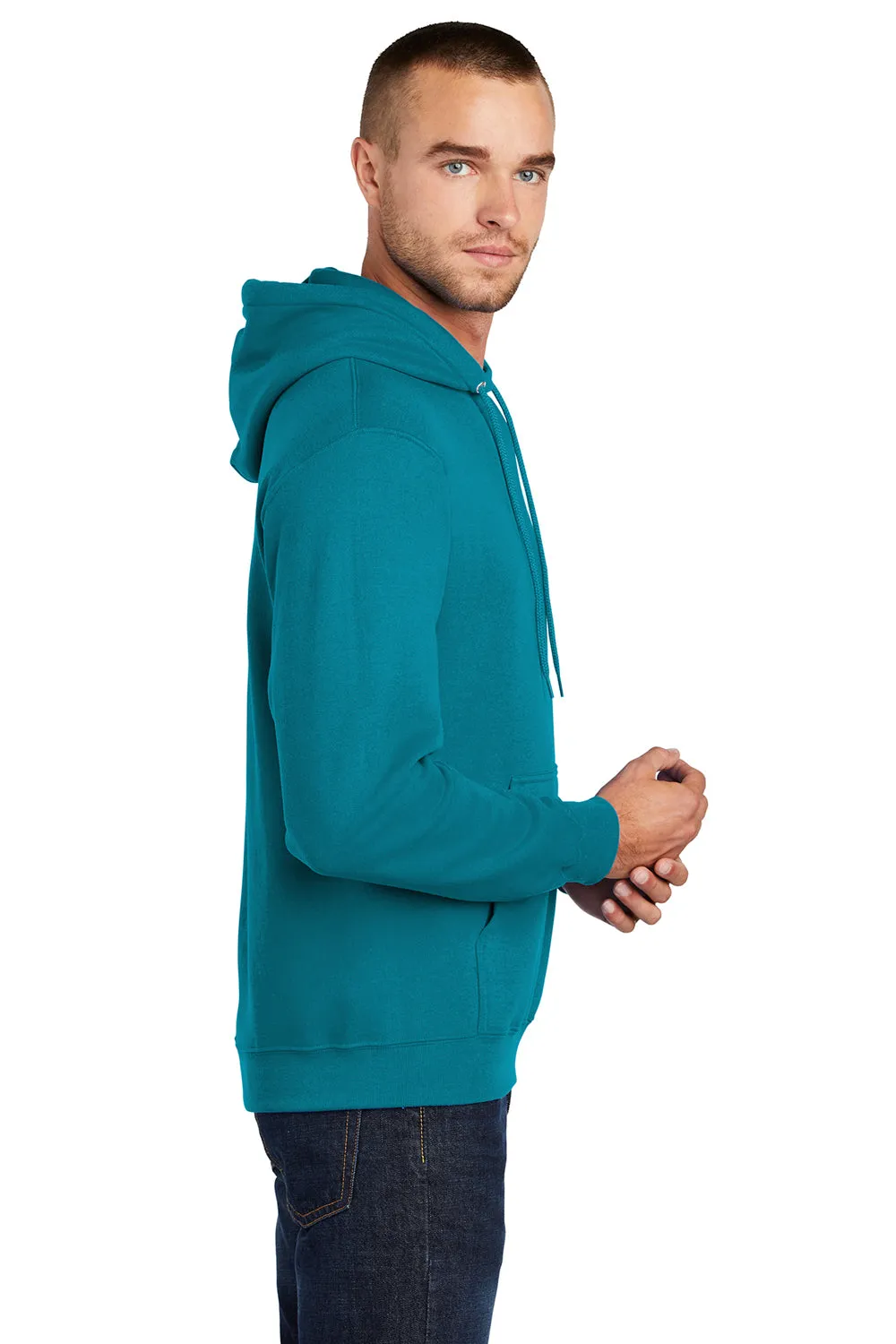 Port & Company Sweat-shirt à capuche pour hommes en polaire résistante aux pilules avec poche kangourou - Vert sarcelle