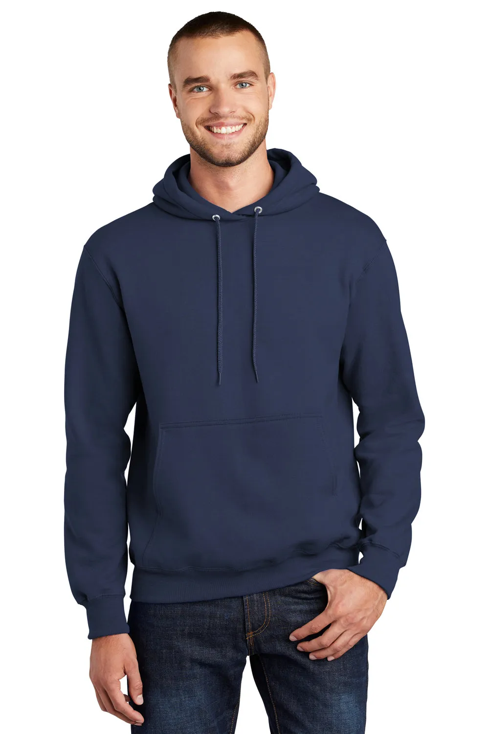Port & Company Sweat à capuche pour hommes en polaire anti-pilules avec poche kangourou - Bleu marine