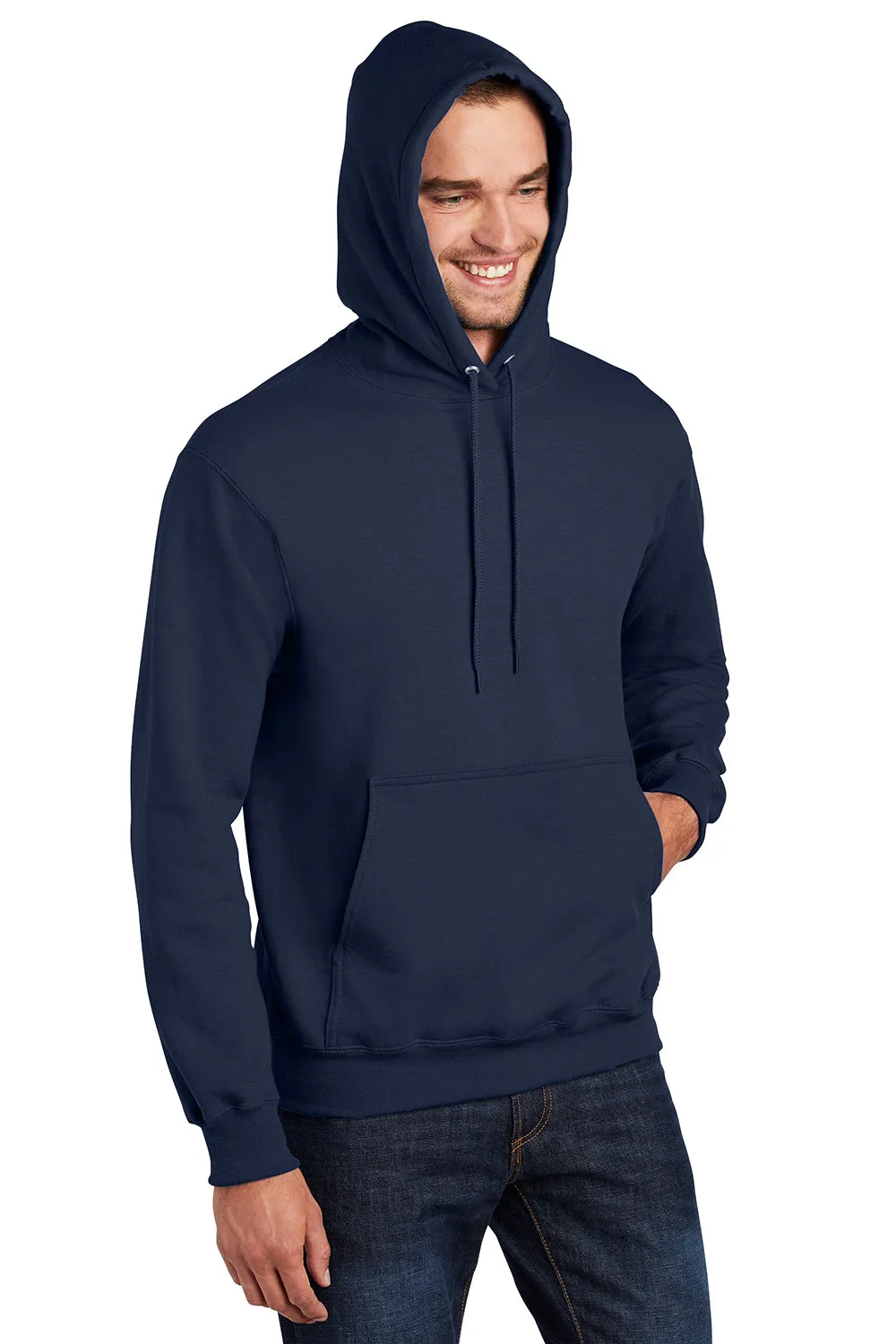 Port & Company Sweat à capuche pour hommes en polaire anti-pilules avec poche kangourou - Bleu marine