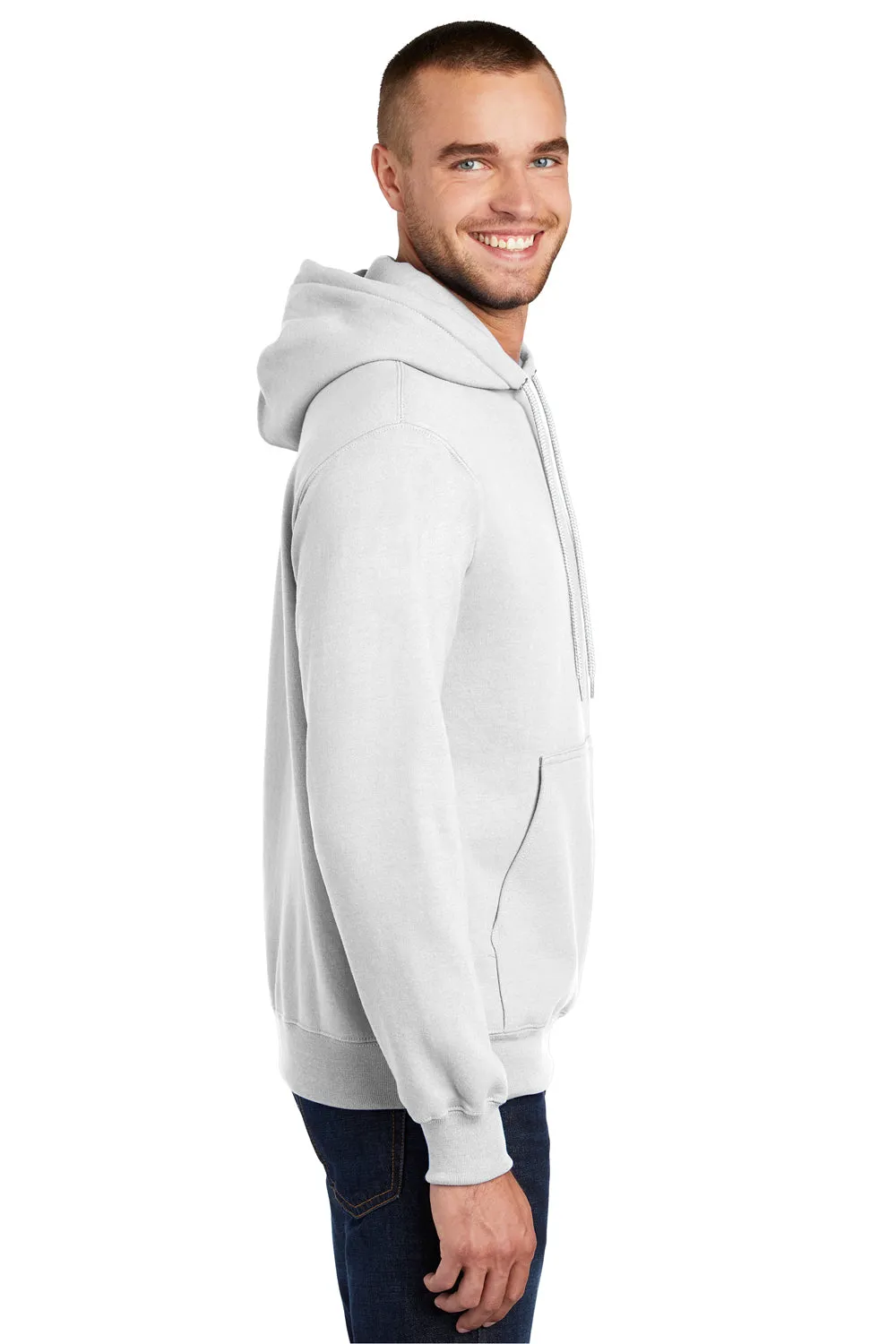 Port & Company Sweat à capuche pour hommes en polaire anti-pilules avec poche kangourou - Blanc