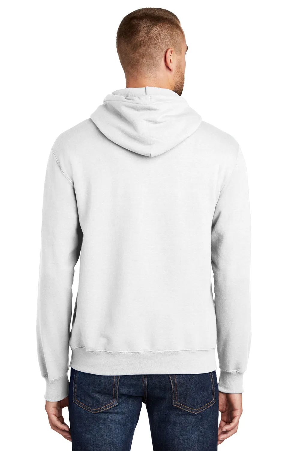 Port & Company Sweat à capuche pour hommes en polaire anti-pilules avec poche kangourou - Blanc