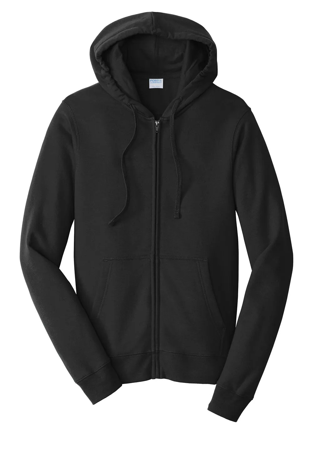 Port & Company Sweat à capuche en polaire pour hommes avec fermeture éclair et poches - Noir intense