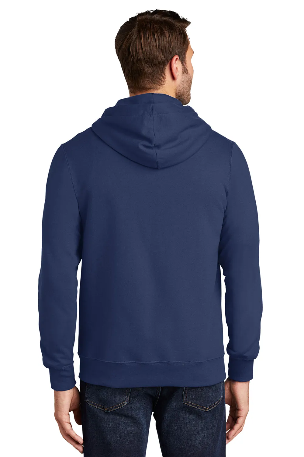 Port & Company Sweat à capuche en polaire préféré des hommes avec fermeture éclair complète et poches - Bleu marine d'équipe