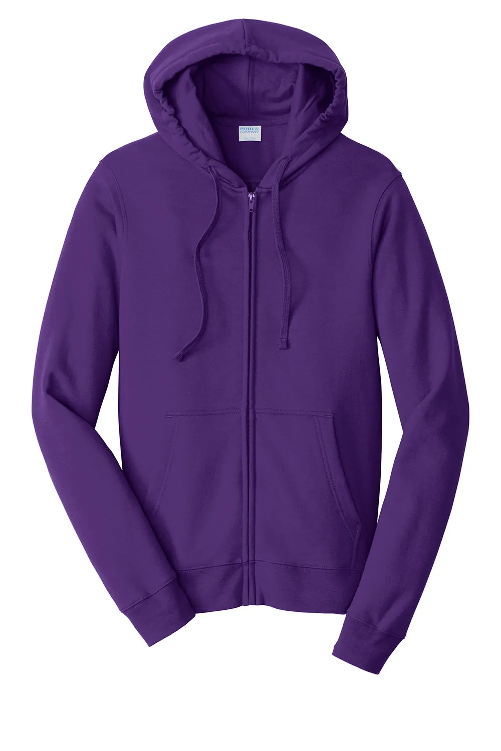 Port & Company Sweat à capuche en polaire pour hommes avec fermeture éclair complète et poches - Violet équipe - Liquidation