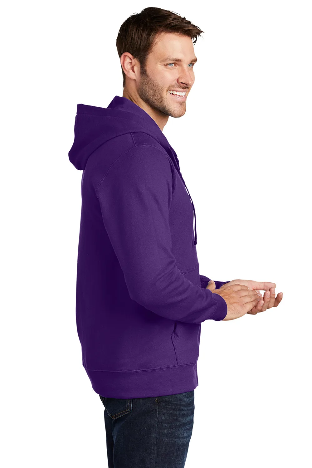 Port & Company Sweat à capuche en polaire pour hommes avec fermeture éclair complète et poches - Violet équipe - Liquidation