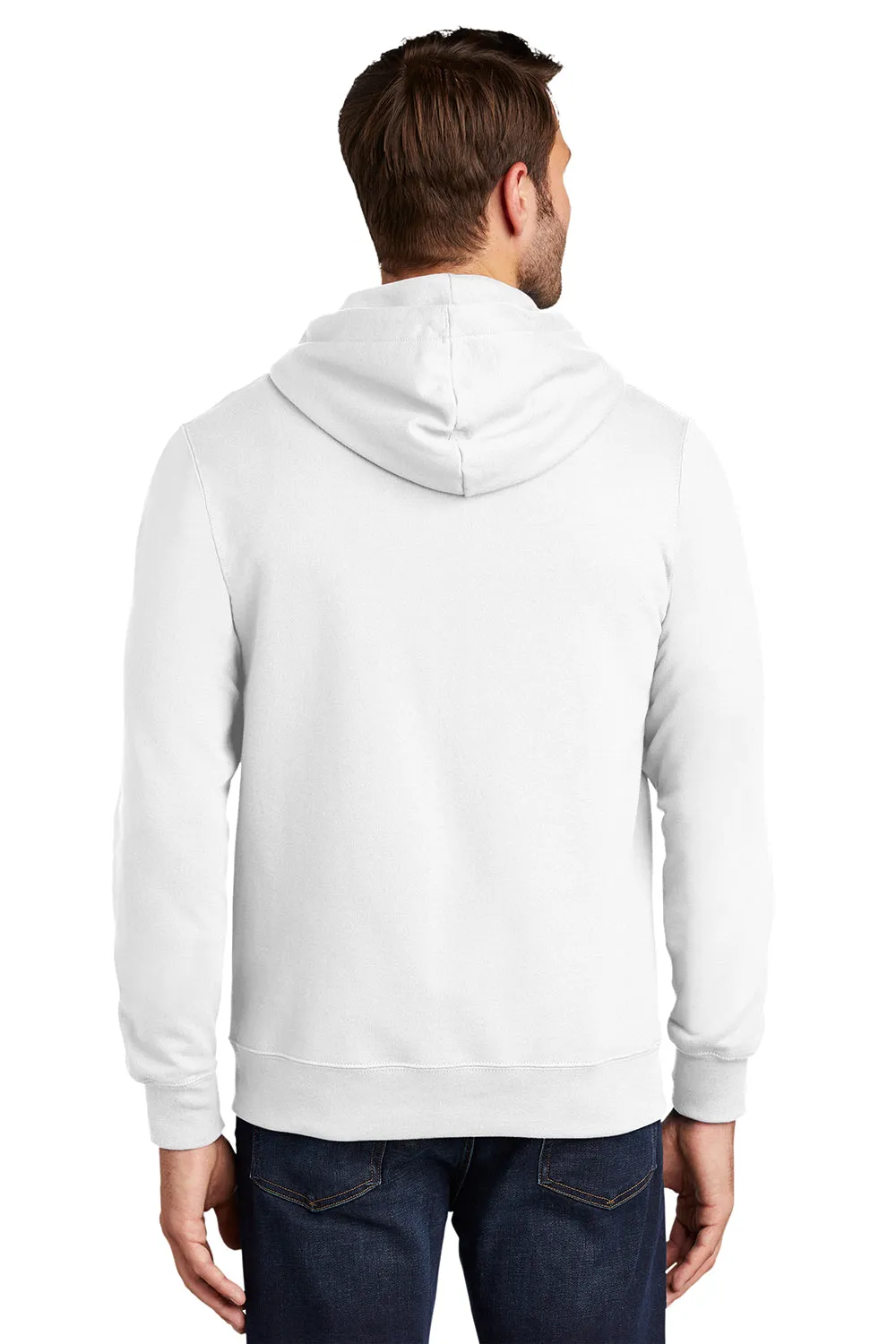 Port & Company Sweat à capuche pour hommes en polaire préféré des fans avec fermeture éclair complète et poches - Blanc