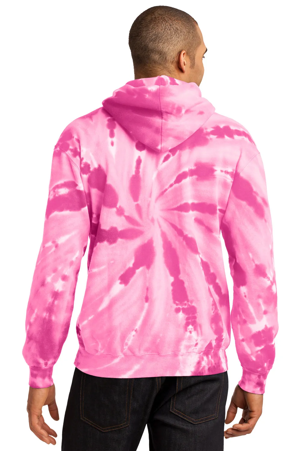 Port & Company Sweat-shirt à capuche en polaire tie-dye pour homme avec poche kangourou - Rose