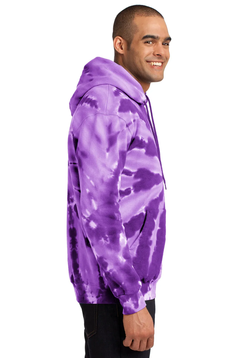 Port & Company Sweat-shirt à capuche en polaire tie-dye pour homme avec poche kangourou - Violet