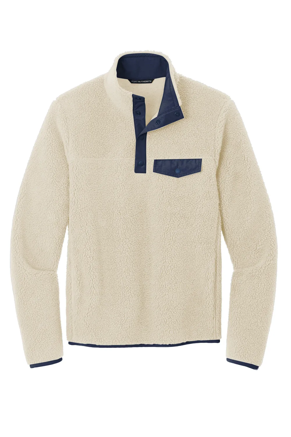 Pull à capuche 1/4 zip pour hommes Port Authority avec poches - Avoine/Bleu marine