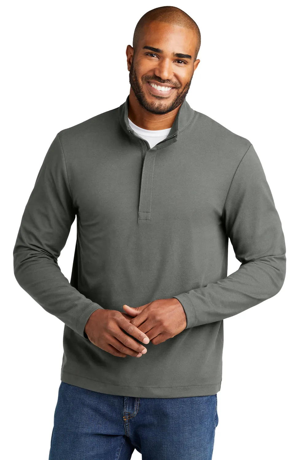 Pull à capuche 1/4 zip Port Authority pour hommes - Gris ombré