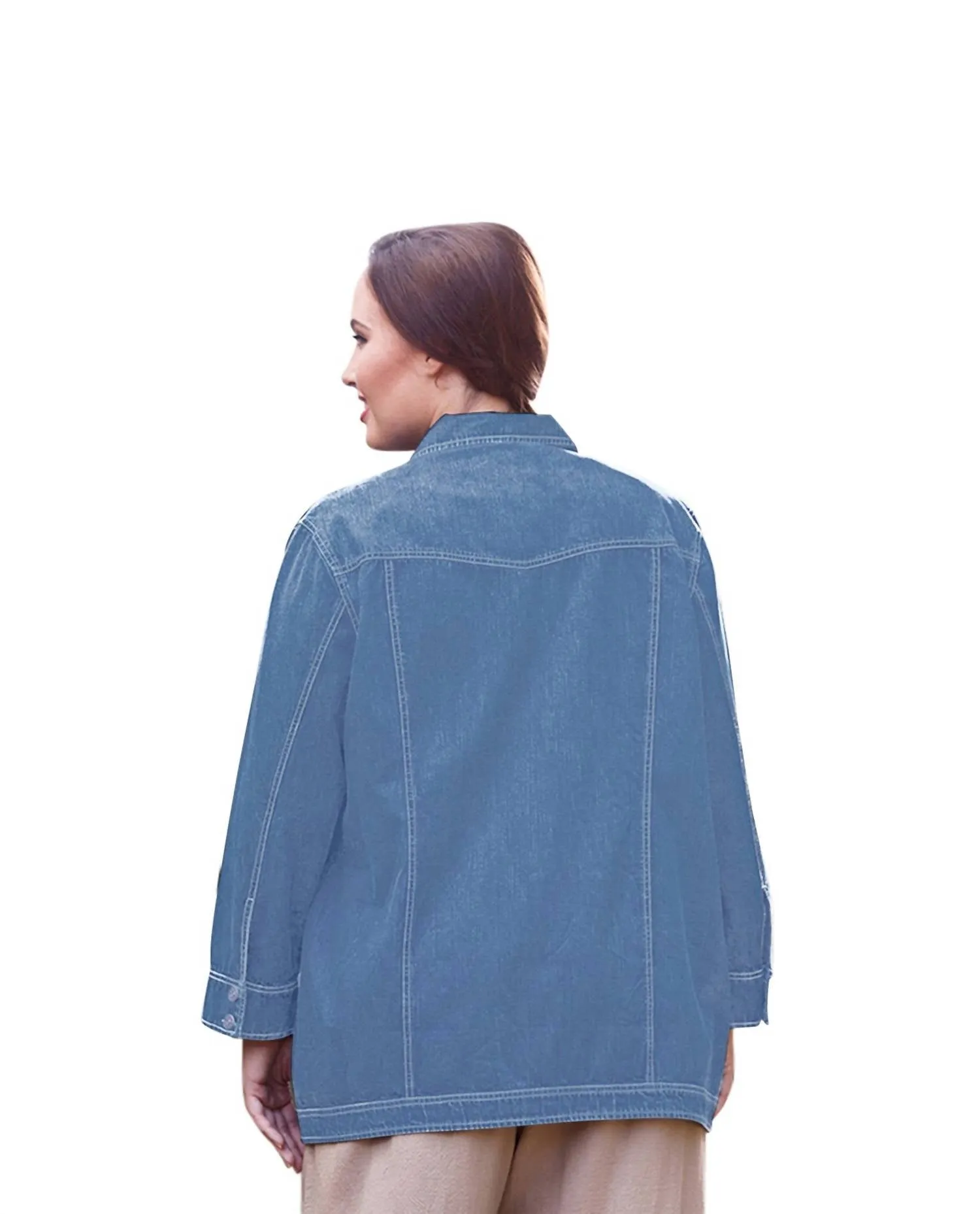 Veste en denim Rydel à manches longues premium - Taille grande en denim lavage clair