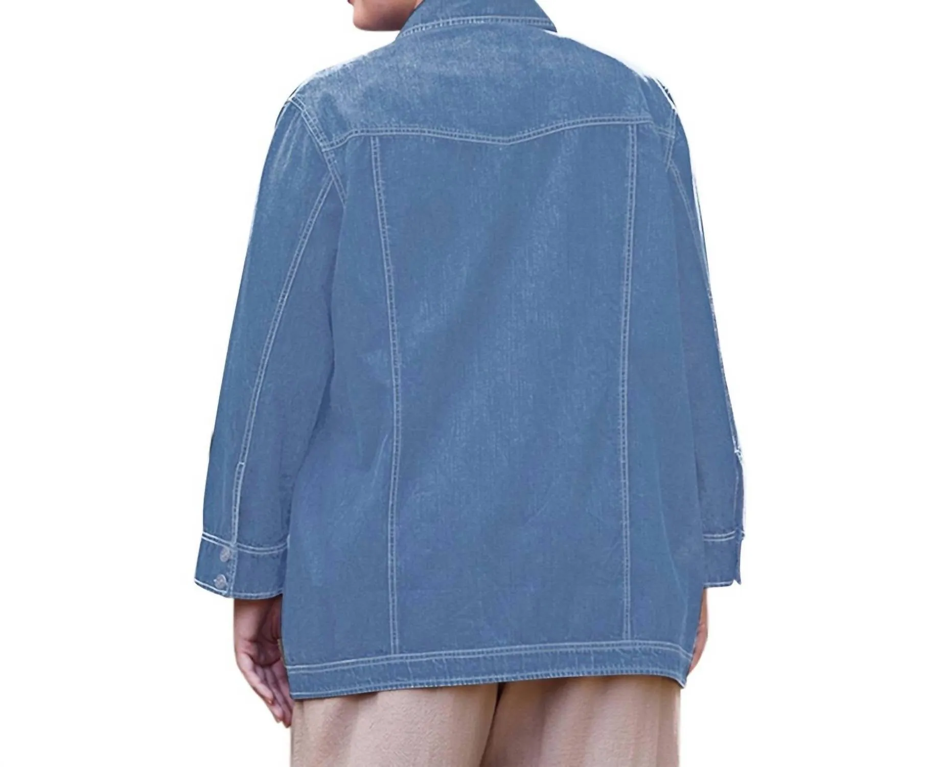 Veste en denim Rydel à manches longues premium - Taille grande en denim lavage clair