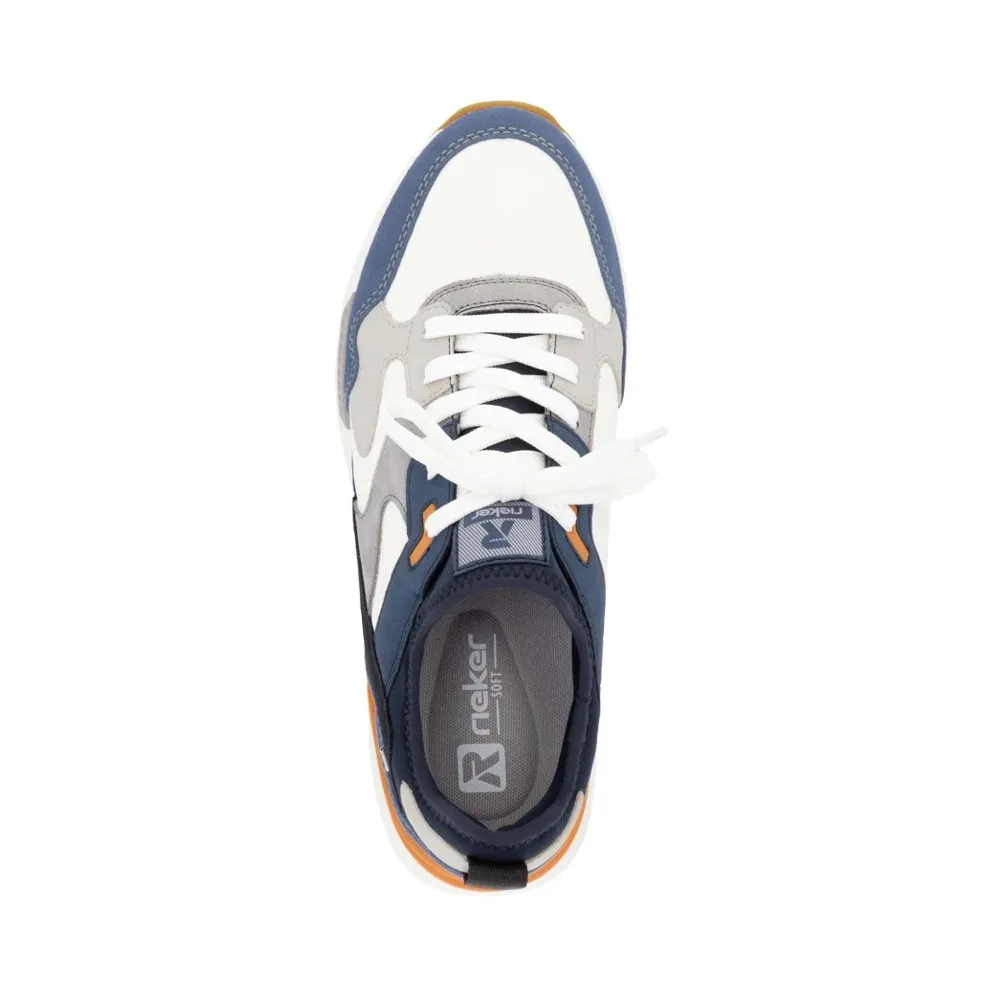 Rieker Chaussure de Sport Justus 03 pour Homme en Jean/Blanc Sale/Ciment